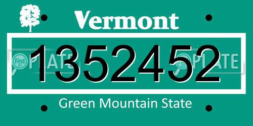 1352452 Vermont License Plate