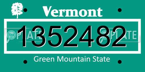 1352482 Vermont License Plate