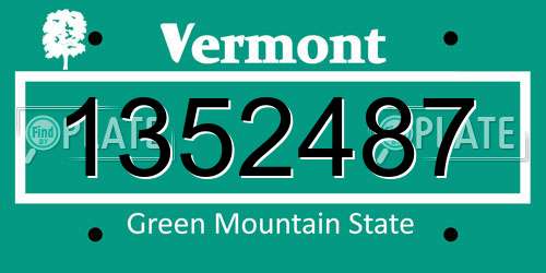 1352487 Vermont License Plate