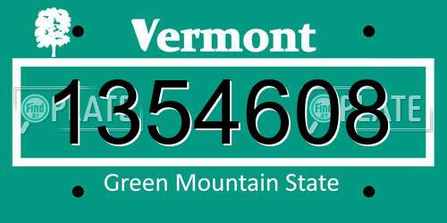 1354608 Vermont License Plate