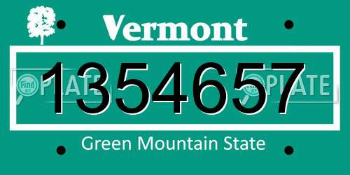 1354657 Vermont License Plate