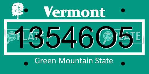 13546O5 Vermont License Plate