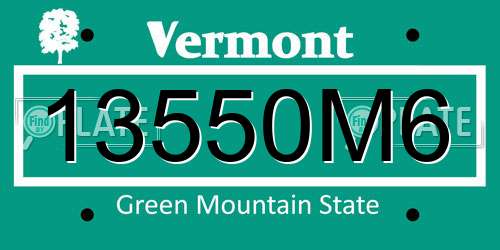 13550M6 Vermont License Plate