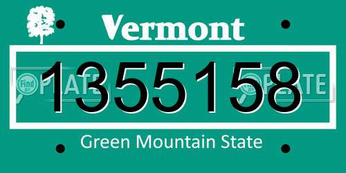 1355158 Vermont License Plate
