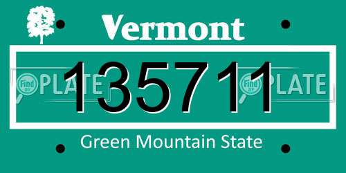 135711 Vermont License Plate