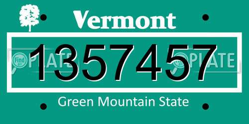 1357457 Vermont License Plate