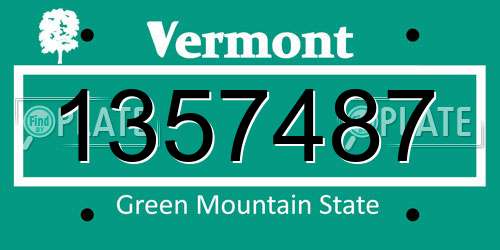 1357487 Vermont License Plate