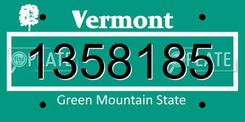 1358185 Vermont License Plate