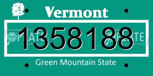 1358188 Vermont License Plate