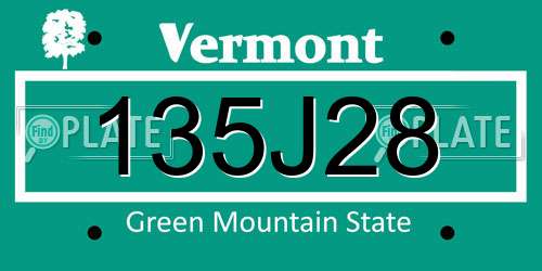 135J28 Vermont License Plate