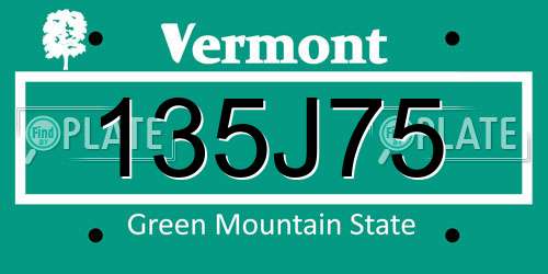 135J75 Vermont License Plate