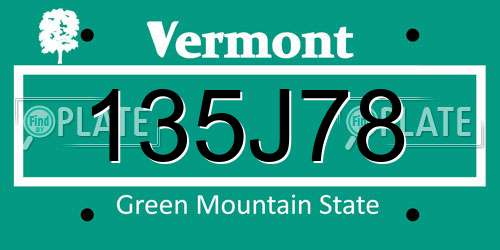135J78 Vermont License Plate
