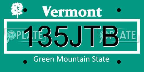 135JTB Vermont License Plate