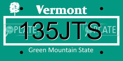 135JTS Vermont License Plate