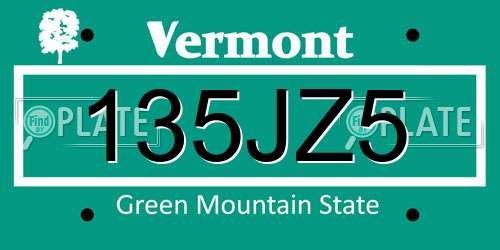 135JZ5 Vermont License Plate