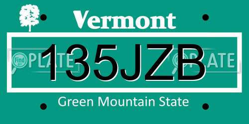 135JZB Vermont License Plate