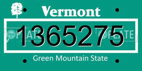 1365275 Vermont License Plate