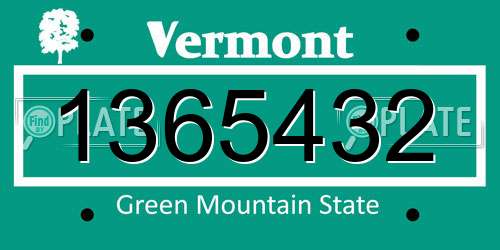 1365432 Vermont License Plate