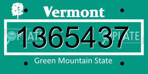 1365437 Vermont License Plate