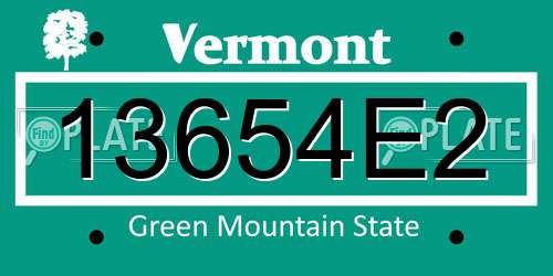13654E2 Vermont License Plate