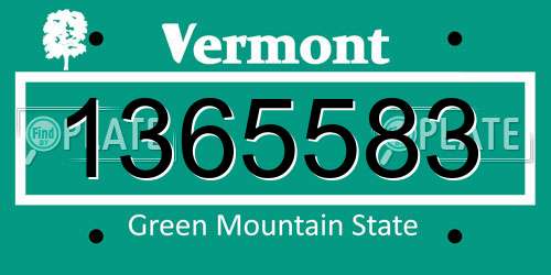 1365583 Vermont License Plate