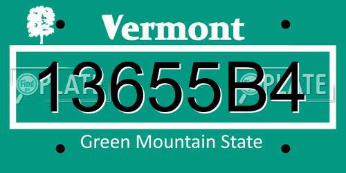 13655B4 Vermont License Plate