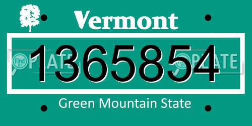 1365854 Vermont License Plate