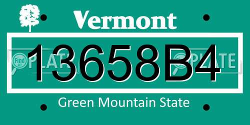 13658B4 Vermont License Plate