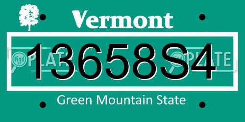 13658S4 Vermont License Plate