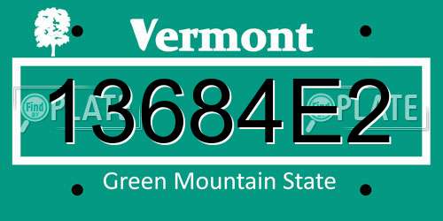 13684E2 Vermont License Plate