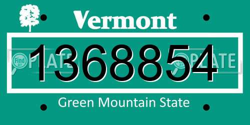 1368854 Vermont License Plate