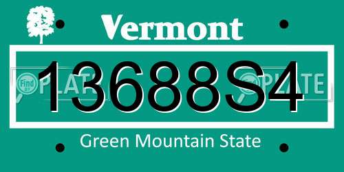 13688S4 Vermont License Plate