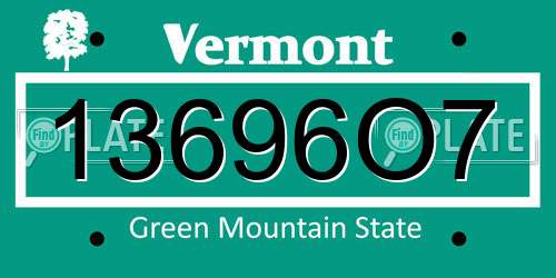 13696O7 Vermont License Plate