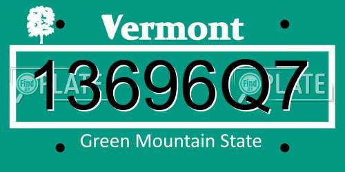 13696Q7 Vermont License Plate