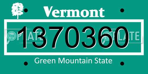 1370360 Vermont License Plate