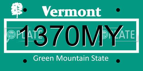 1370MY Vermont License Plate