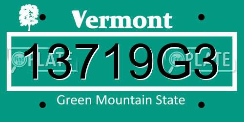 13719G3 Vermont License Plate