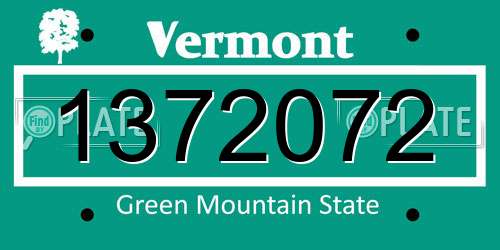 1372072 Vermont License Plate