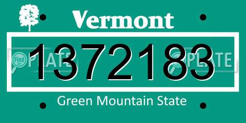 1372183 Vermont License Plate