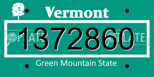 1372860 Vermont License Plate