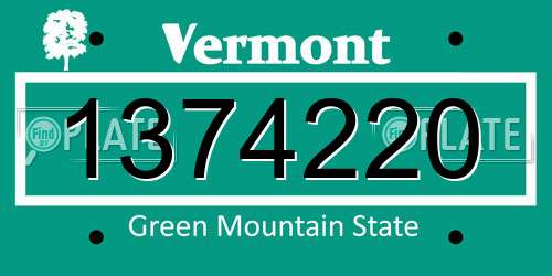 1374220 Vermont License Plate