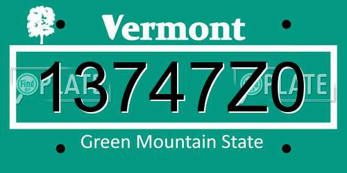 13747Z0 Vermont License Plate