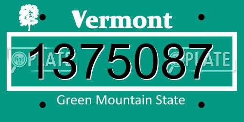 1375087 Vermont License Plate