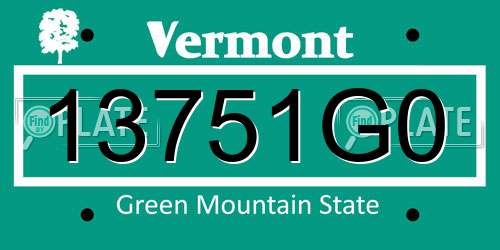 13751G0 Vermont License Plate