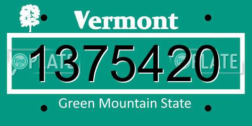 1375420 Vermont License Plate