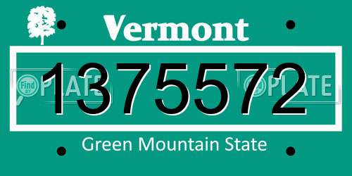 1375572 Vermont License Plate