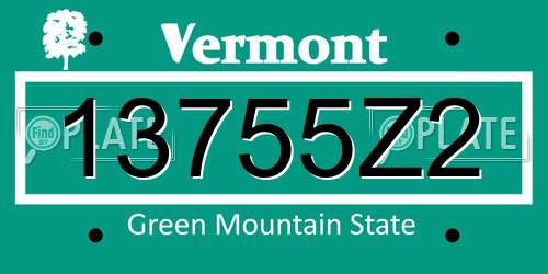 13755Z2 Vermont License Plate