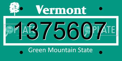 1375607 Vermont License Plate