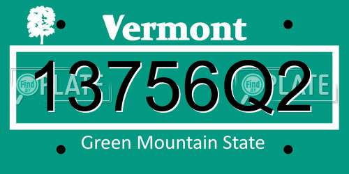 13756Q2 Vermont License Plate