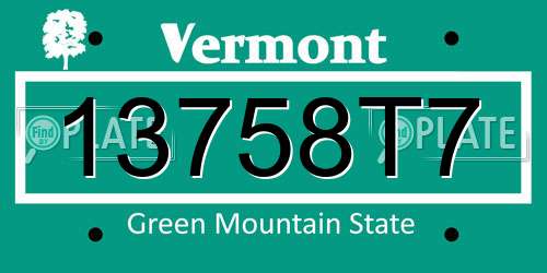 13758T7 Vermont License Plate